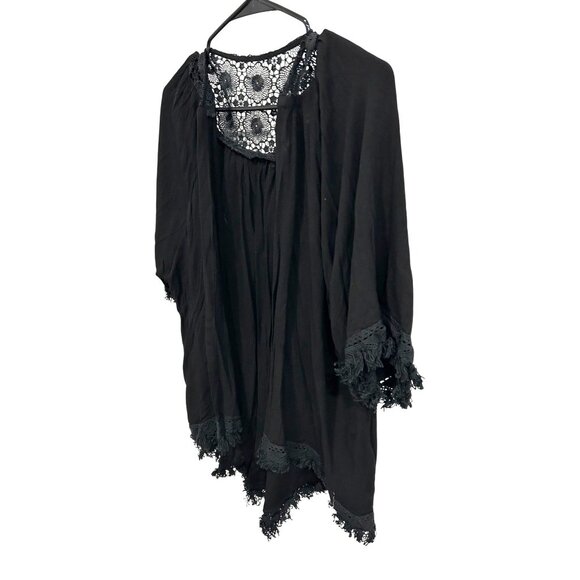 SweatyRocks NWT Black Lace Trim Kimono Open Cardigan Sz Medium Witchy Whimsygoth - Picture 3 of 11
